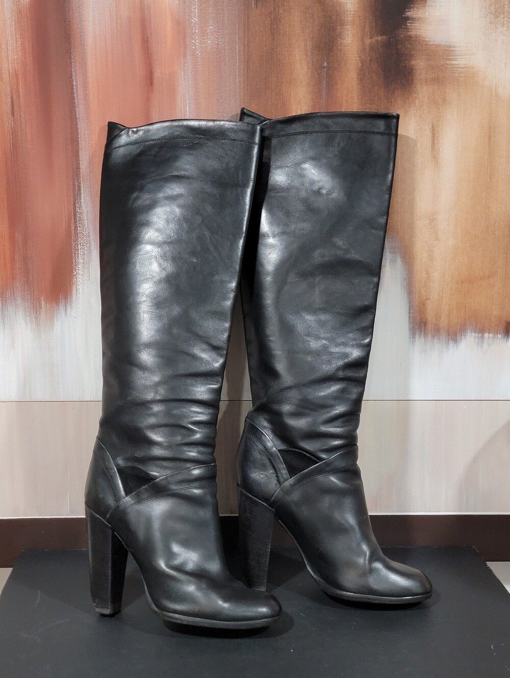Marc Jacobs Women's Black Leather Knee-High Riding Boots 38 Boho Y2K Rare